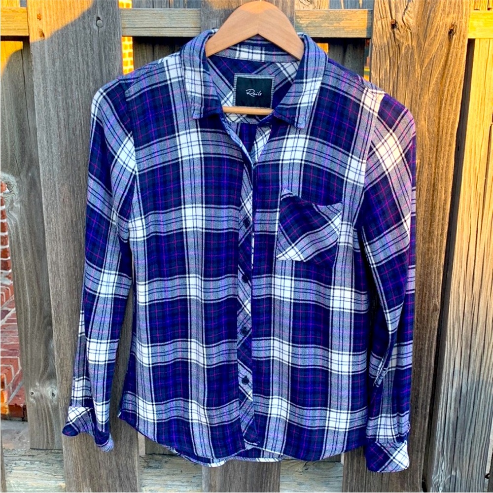 RAILS Blue Plaid Long Sleeve Button Down Shirt Women
